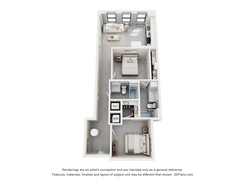 Floor plan for 2 beds, 2 baths, 864 sqft
